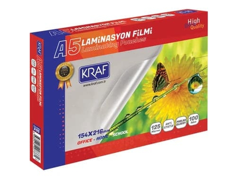 Kraf 2123 Parlak Laminasyon Filmi A3 125Mic 100Lü