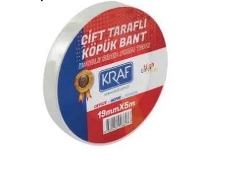 Kraf 5019G Çift Taraflı Köpük Bant 19Mmx5M