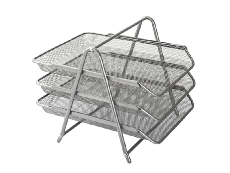 Kraf 460G Metal Perfore 3Lü Evrak Rafı Gri